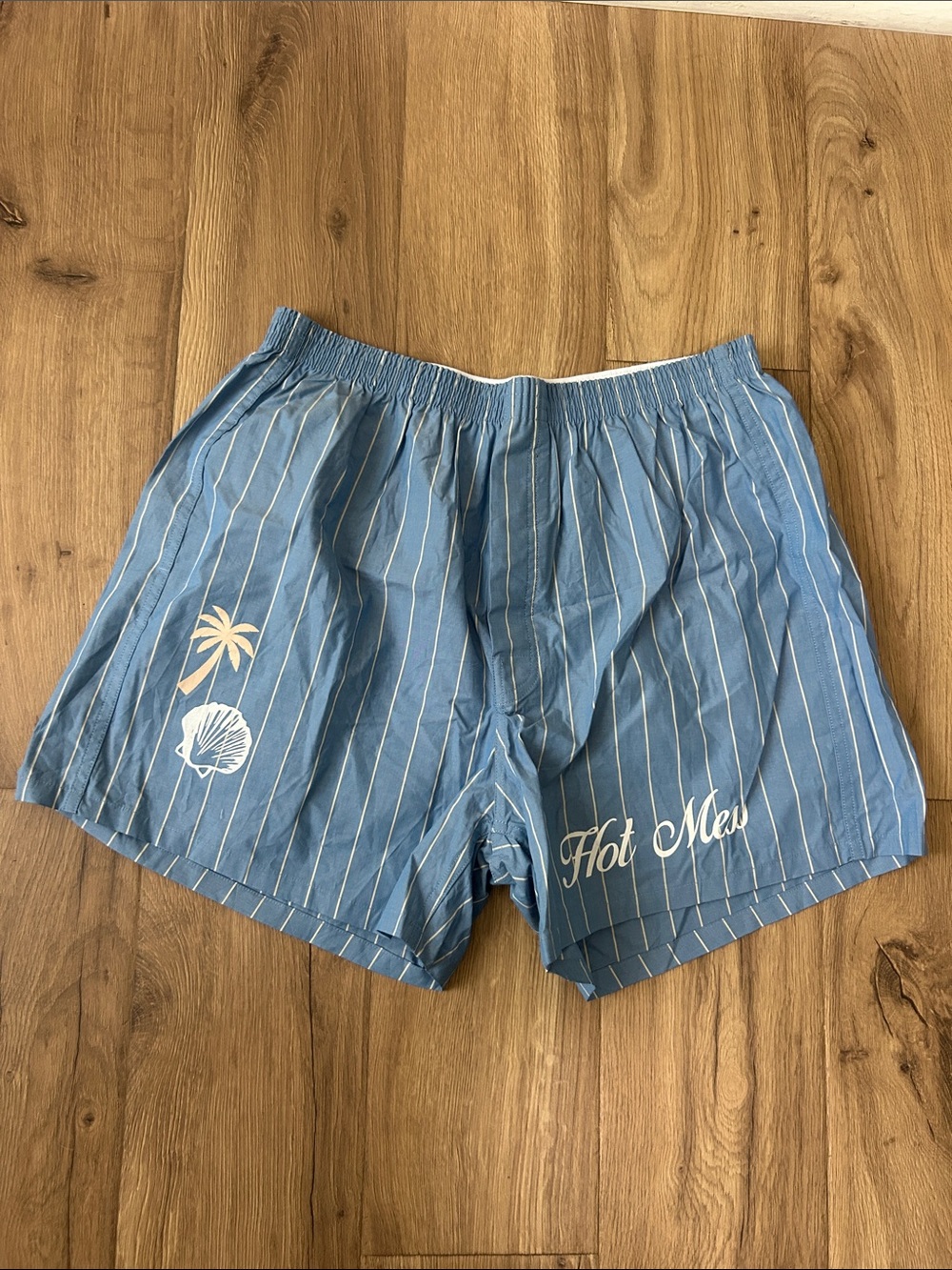 Hot Mess Blue Pinstripe Cotton Sleep Shorts